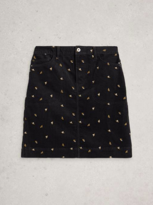 White Stuff Women's Tia Embroidered Cord Skirt In Grey Multi