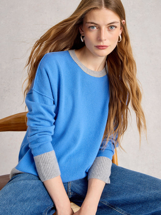 White Stuff Women's Crew Cashmere Jumper In Bright Blue