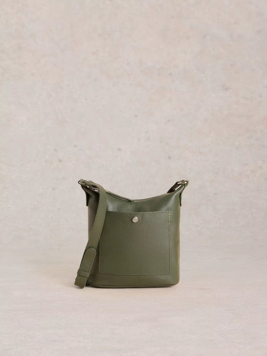 White Stuff Women's Mini Leather Fern Crossbody In Khaki Green