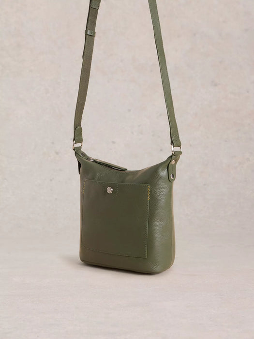 White Stuff Women's Mini Leather Fern Crossbody In Khaki Green