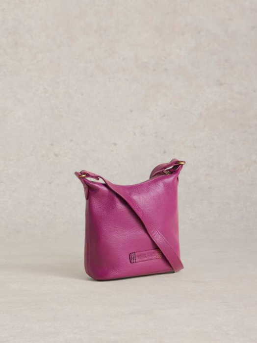 White Stuff Mini Fern Leather Crossbody In Dark Purple