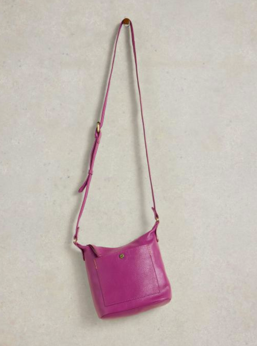 White Stuff Mini Fern Leather Crossbody In Dark Purple