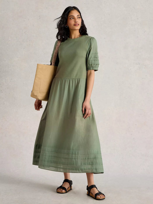 White Stuff Women's Claudia Fabric Mix Dress In Dusty Green