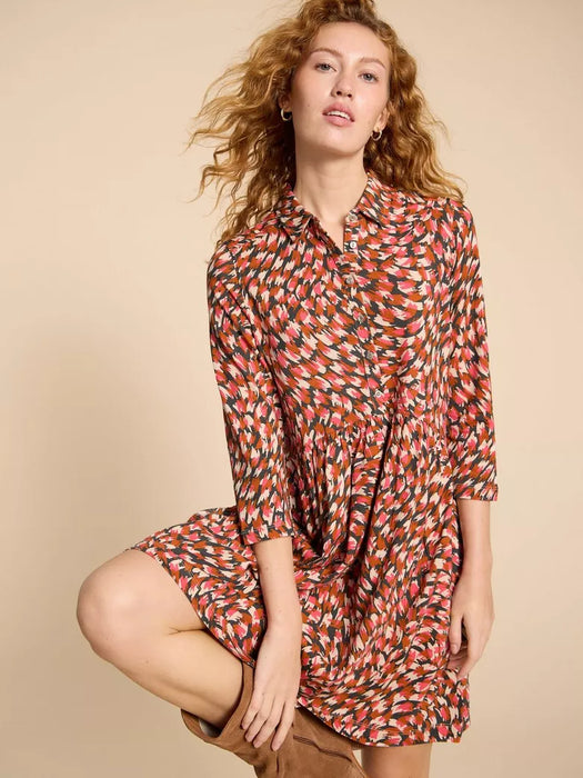 White Stuff Women s Everly Shirt Dress Pink Print Maple Gifts