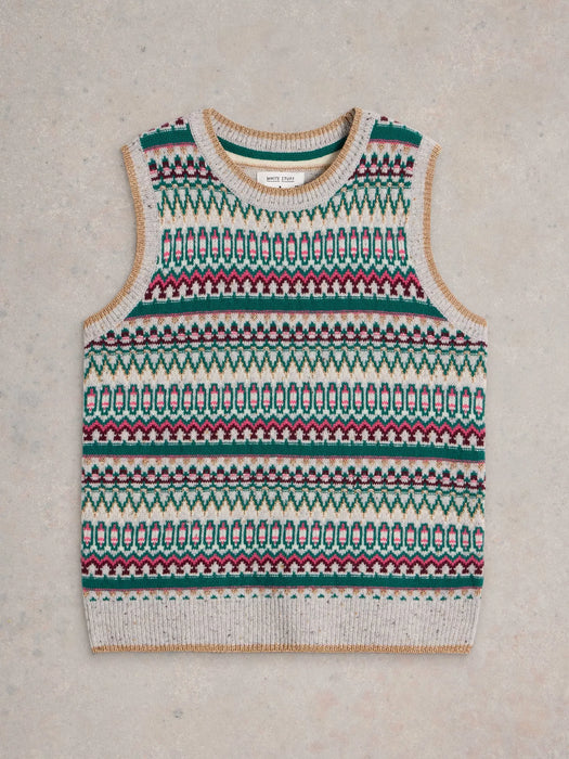 White Stuff Women's Fay Sparkle Fairisle Tank In Grey Multi