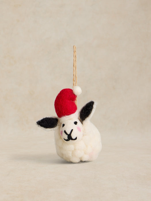 White Stuff Fluffy Sheep Hanging Festive Decoration