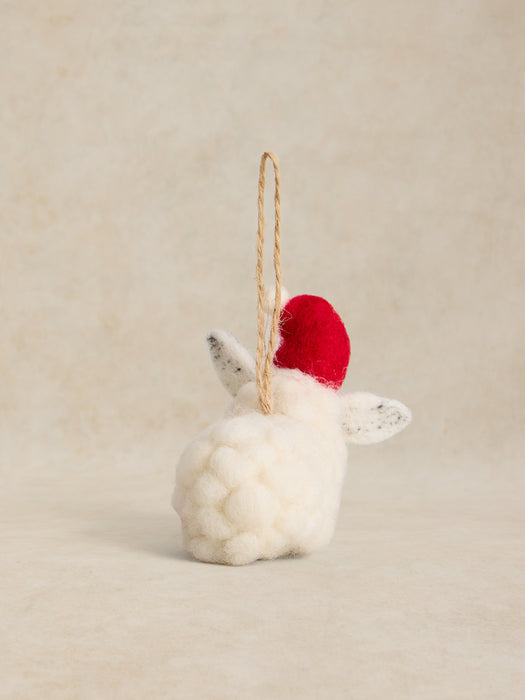 White Stuff Fluffy Sheep Hanging Festive Decoration