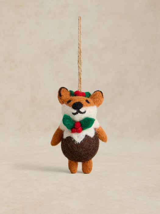 White Stuff Fox Pudding Hanging Festive Decoration