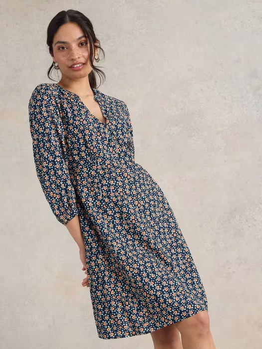 White Stuff Women's Frances Dress In Navy Print