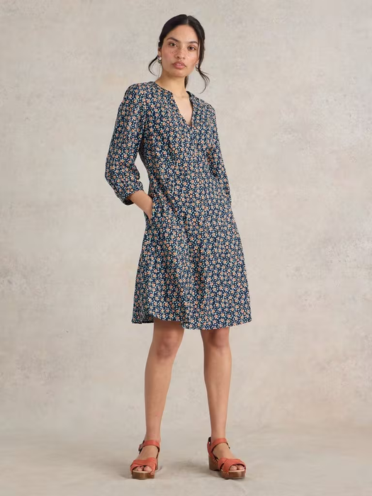 White Stuff Women's Frances Dress In Navy Print