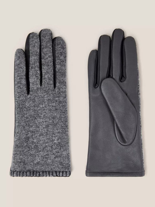 White Stuff Women's Lucie Leather Gloves - Mid Grey