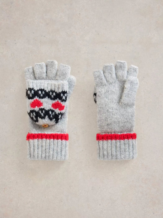 White Stuff Women's Heart Fairisle Flip Mitt  In Grey multi