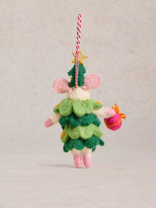 White Stuff Xmas Tree Mouse Hanging Dec In Green Multi