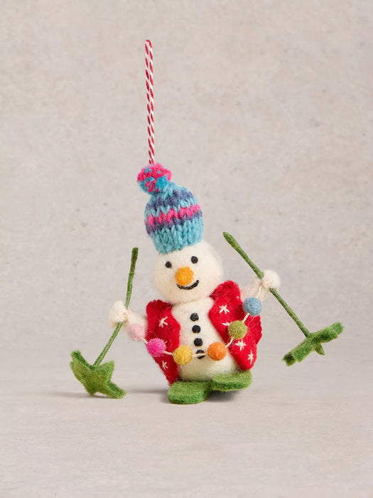 White Stuff Skiing Snowman Hanging Dec In White Multi