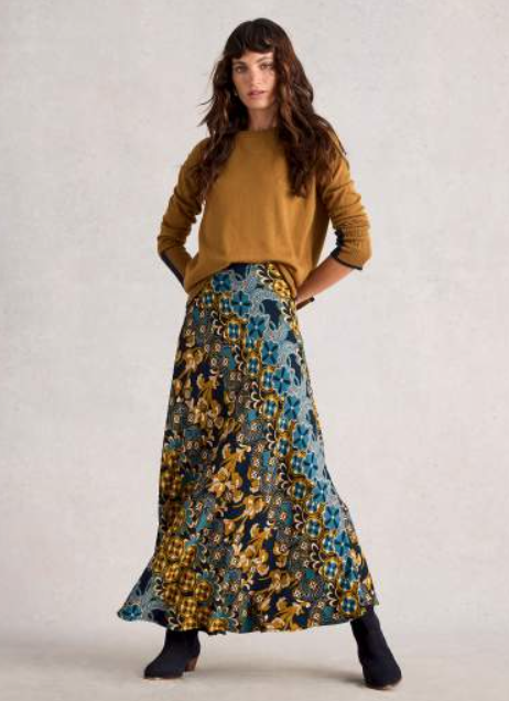 White Stuff Women's Maxi Hope Bias Cut Skirt In Navy Multi