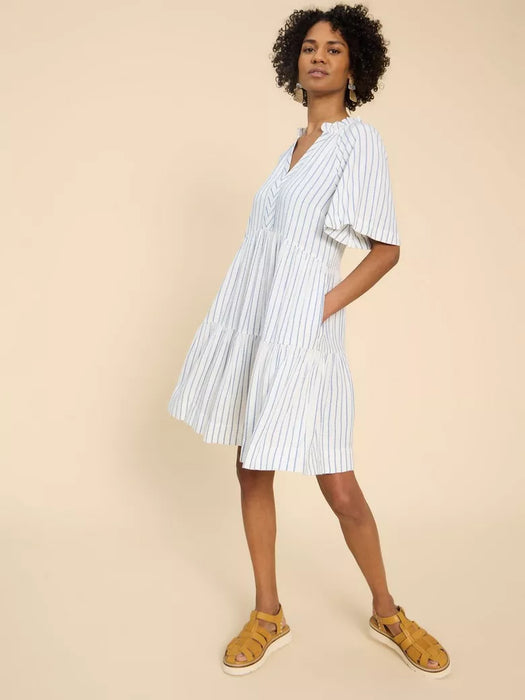 White Stuff Women's Ivory Multi Sophia Eco Vero Stripe Dress