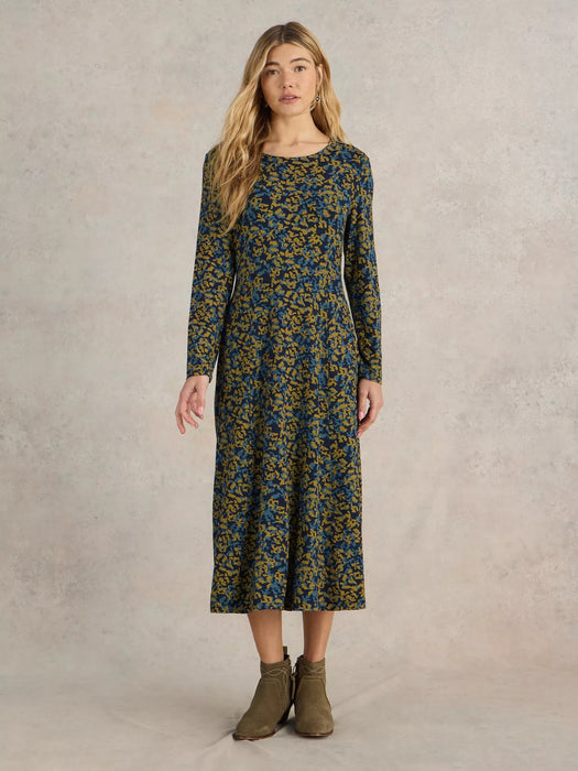 White Stuff Women's Madeline Jersey Midi Dress In Navy Print