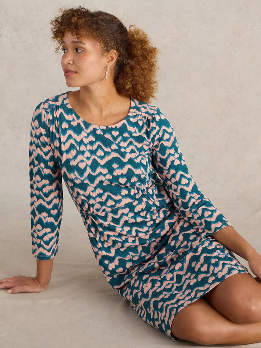 White Stuff Women's Tallie Jersey Printed Dress In Teal Print