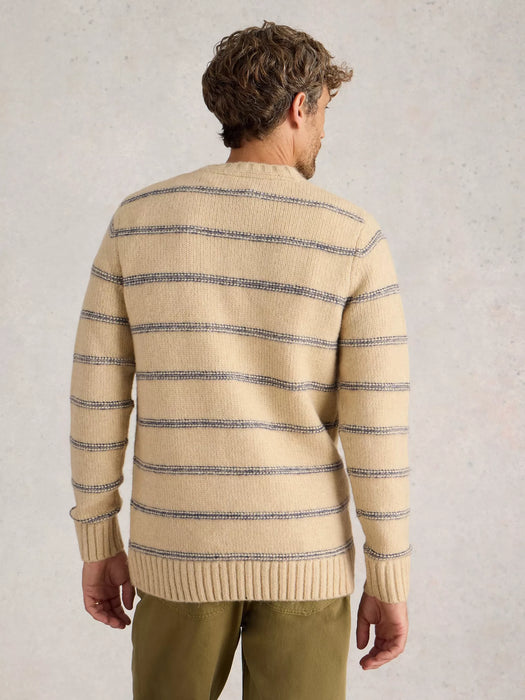 White Stuff Men's Breton Stripe Crew Neck Jumper In Natural Multi