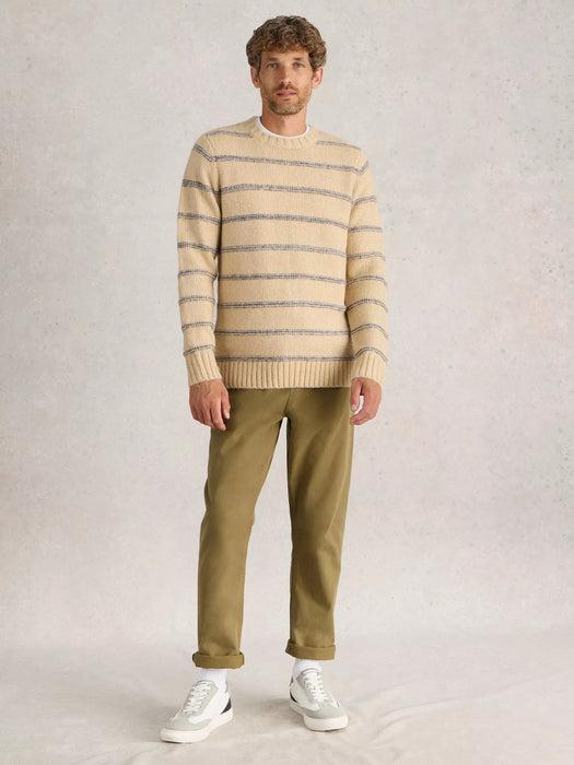 White Stuff Men's Breton Stripe Crew Neck Jumper In Natural Multi