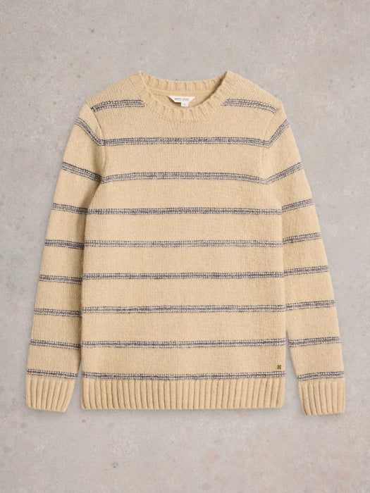 White Stuff Men's Breton Stripe Crew Neck Jumper In Natural Multi