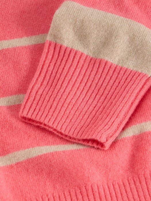 White Stuff Women's Stripe Crew Cashmere Jumper In Coral Multi