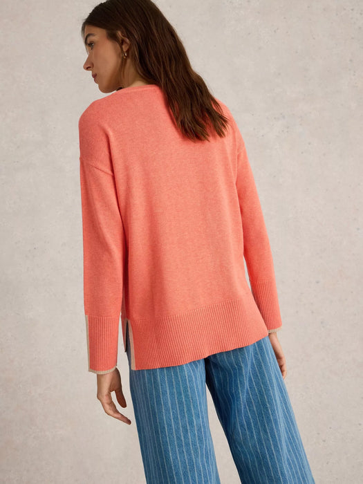 White Stuff Women's Olive Long Sleeve Jumper In Mid Coral