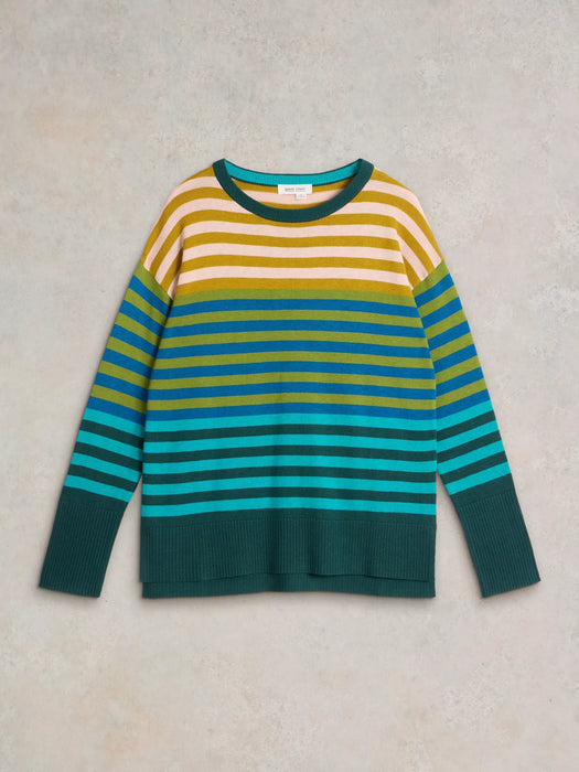 White Stuff Women's Olive Striped Jumper In Green Multi