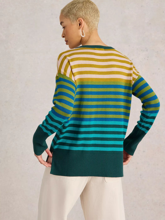 White Stuff Women's Olive Striped Jumper In Green Multi