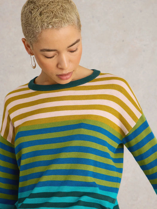 White Stuff Women's Olive Striped Jumper In Green Multi