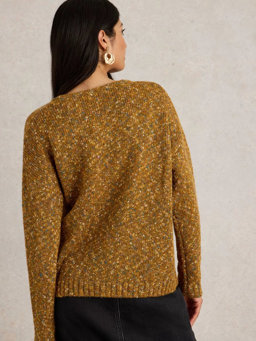 White Stuff Women's Textured V Neck Jumper In Brown Multi