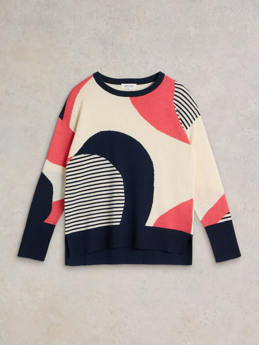 White Stuff Women's Olive Abstract Long Sleeve Jumper In Navy Multi