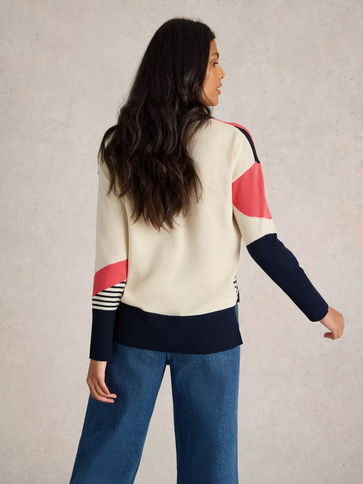 White Stuff Women's Olive Abstract Long Sleeve Jumper In Navy Multi