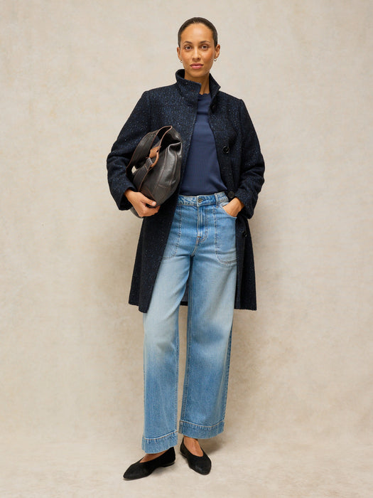 White Stuff Kaia Tweedy Coat In Navy Multi