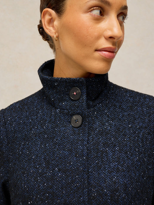 White Stuff Kaia Tweedy Coat In Navy Multi
