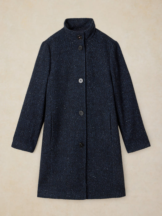 White Stuff Kaia Tweedy Coat In Navy Multi