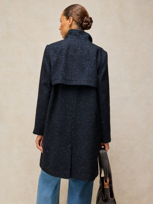 White Stuff Kaia Tweedy Coat In Navy Multi
