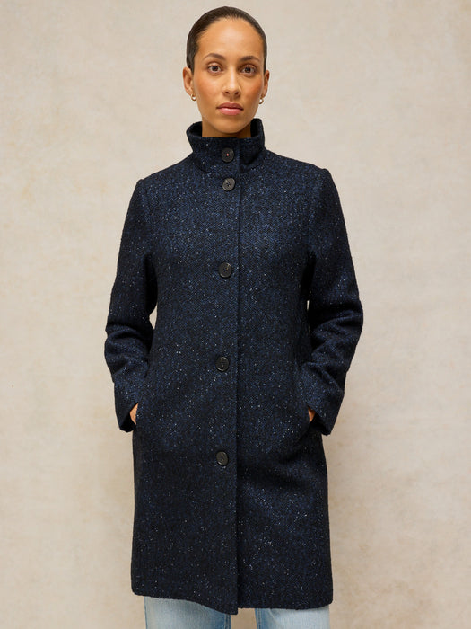 White Stuff Kaia Tweedy Coat In Navy Multi