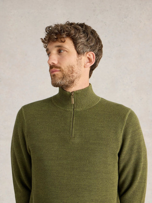 White Stuff Men's Attadale Funnel Neck Jumper In Khaki Green