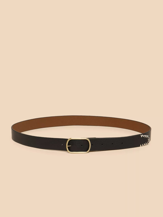 White Stuff Women's Reversible Leather Belt In Pure Black