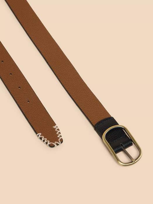 White Stuff Women's Reversible Leather Belt In Pure Black