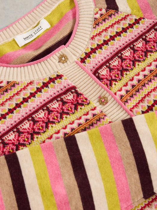 White Stuff Women's Lulu Fairisle Cardi In Pink Multi