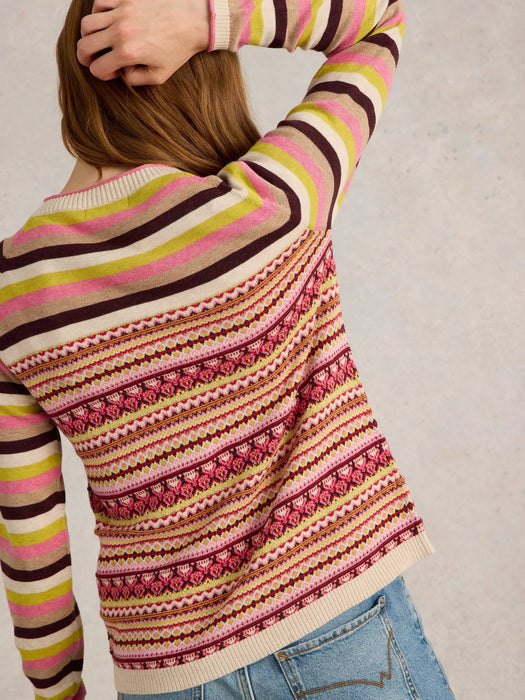 White Stuff Women's Lulu Fairisle Cardi In Pink Multi