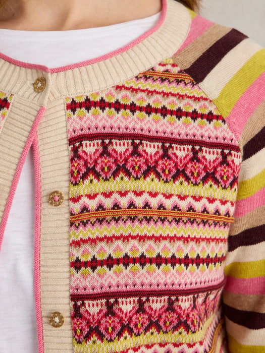 White Stuff Women's Lulu Fairisle Cardi In Pink Multi