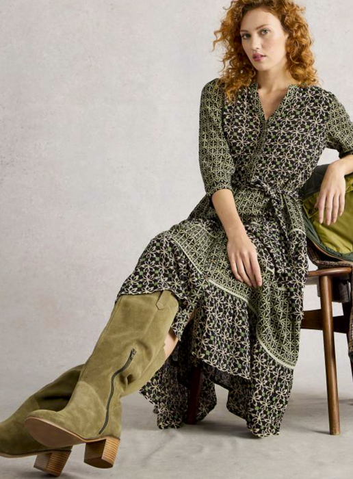 White Stuff Women's Mabel Mixed Print Regular Dress In Black Multi