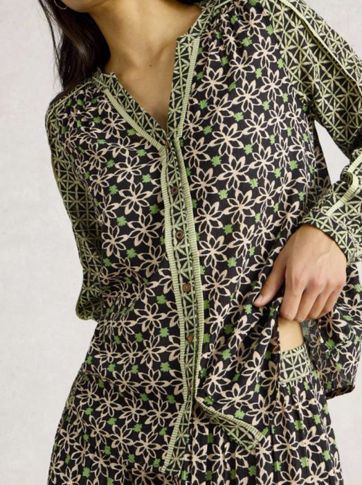 White Stuff Women's Mabel Mixed Print Top In Black Multi