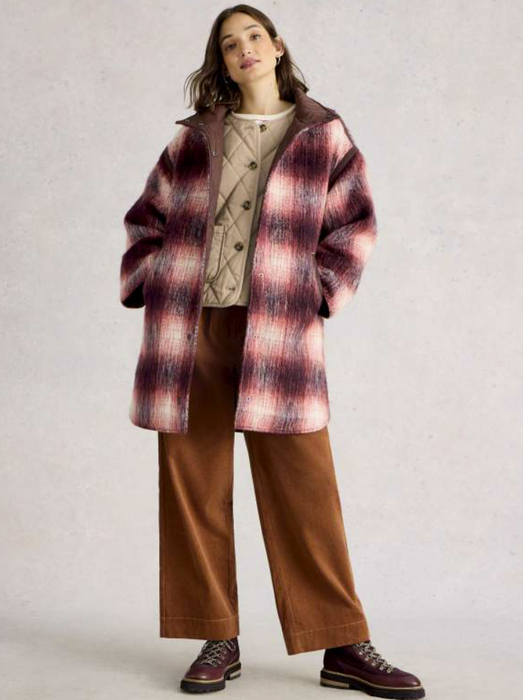 White Stuff Women's Marlowe Reversible Check Coat In Plum Multi
