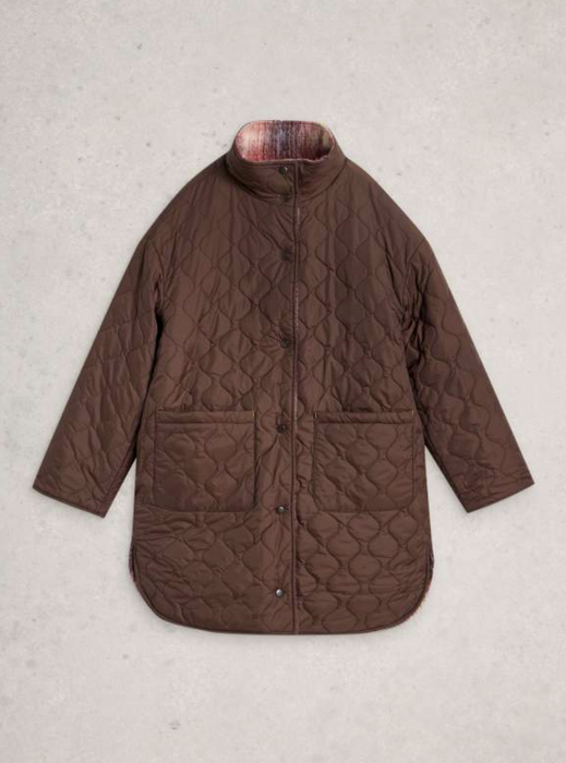 White Stuff Women's Marlowe Reversible Check Coat In Plum Multi