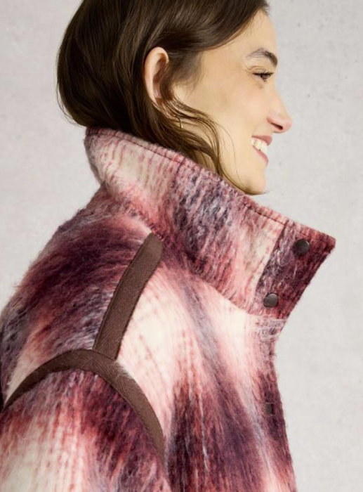 White Stuff Women's Marlowe Reversible Check Coat In Plum Multi