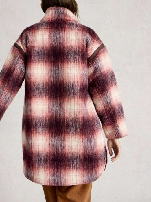White Stuff Women's Marlowe Reversible Check Coat In Plum Multi